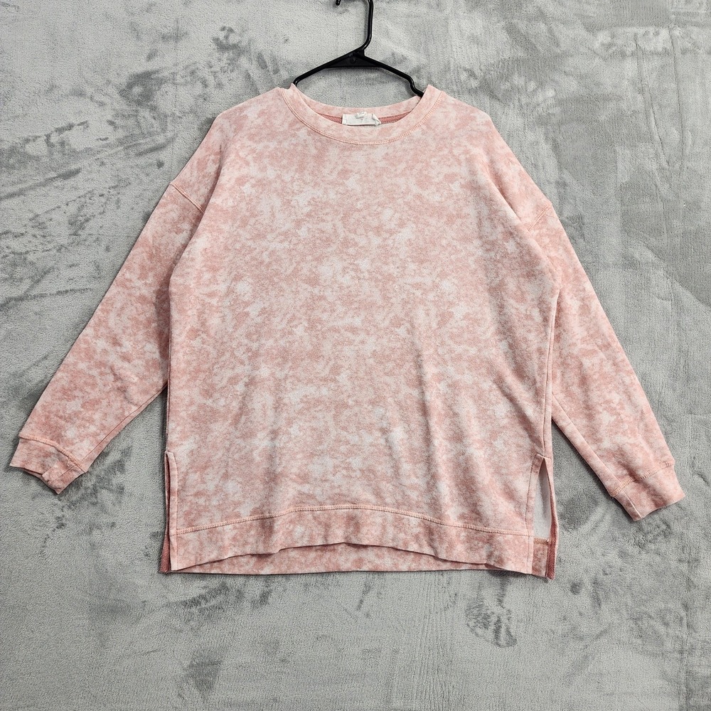 Hippie Rose Sweatshirt Womens M Pink Fleece Crew Neck Long Sleeve Tunic Casual